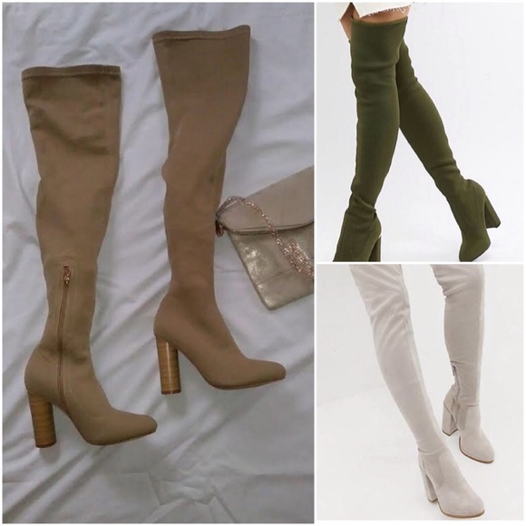 Herstyle Shoes - Herstyle Over the knew Tall Tan Boots. Stretchy